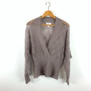 Ann Taylor Loft 2000s Style Open Knit Derp V Neck Sweater Size M